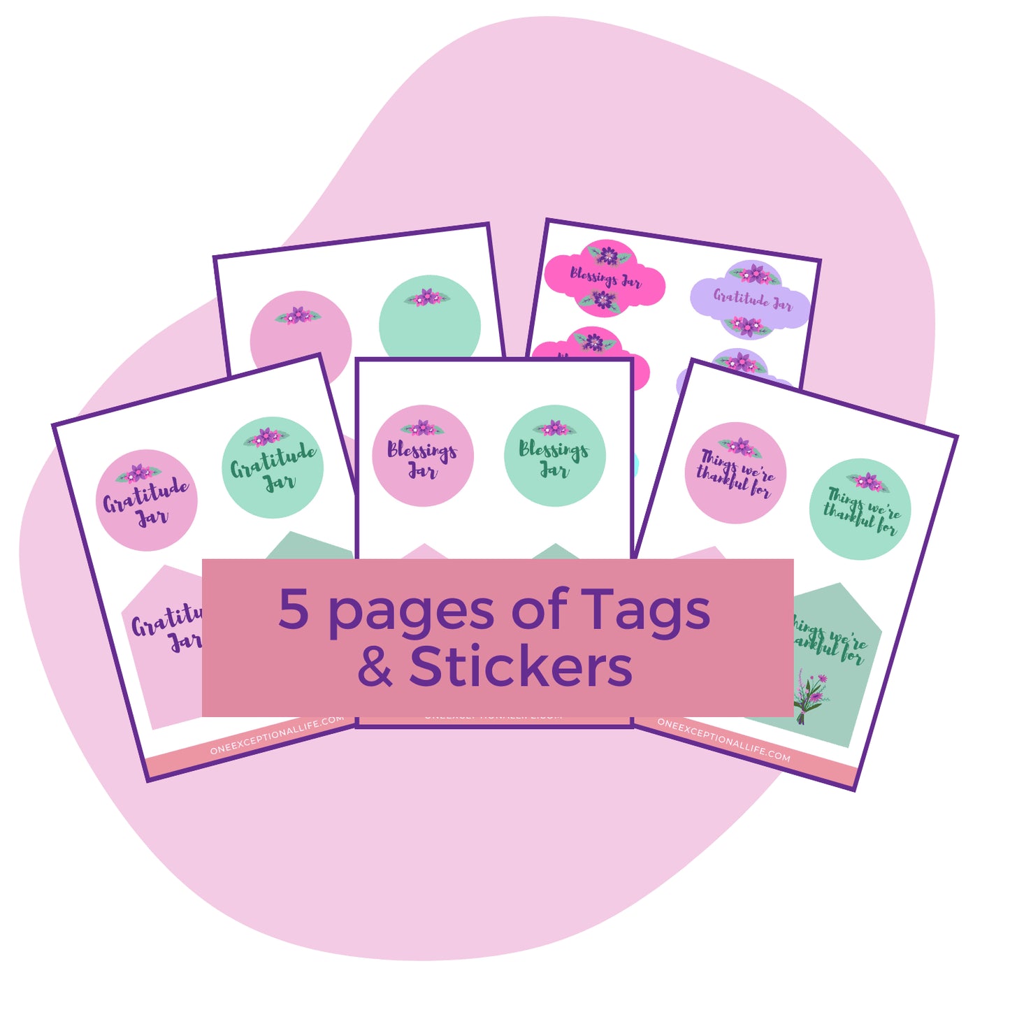 In Everything Give Thanks Blessings Jar Kit tags, stickers