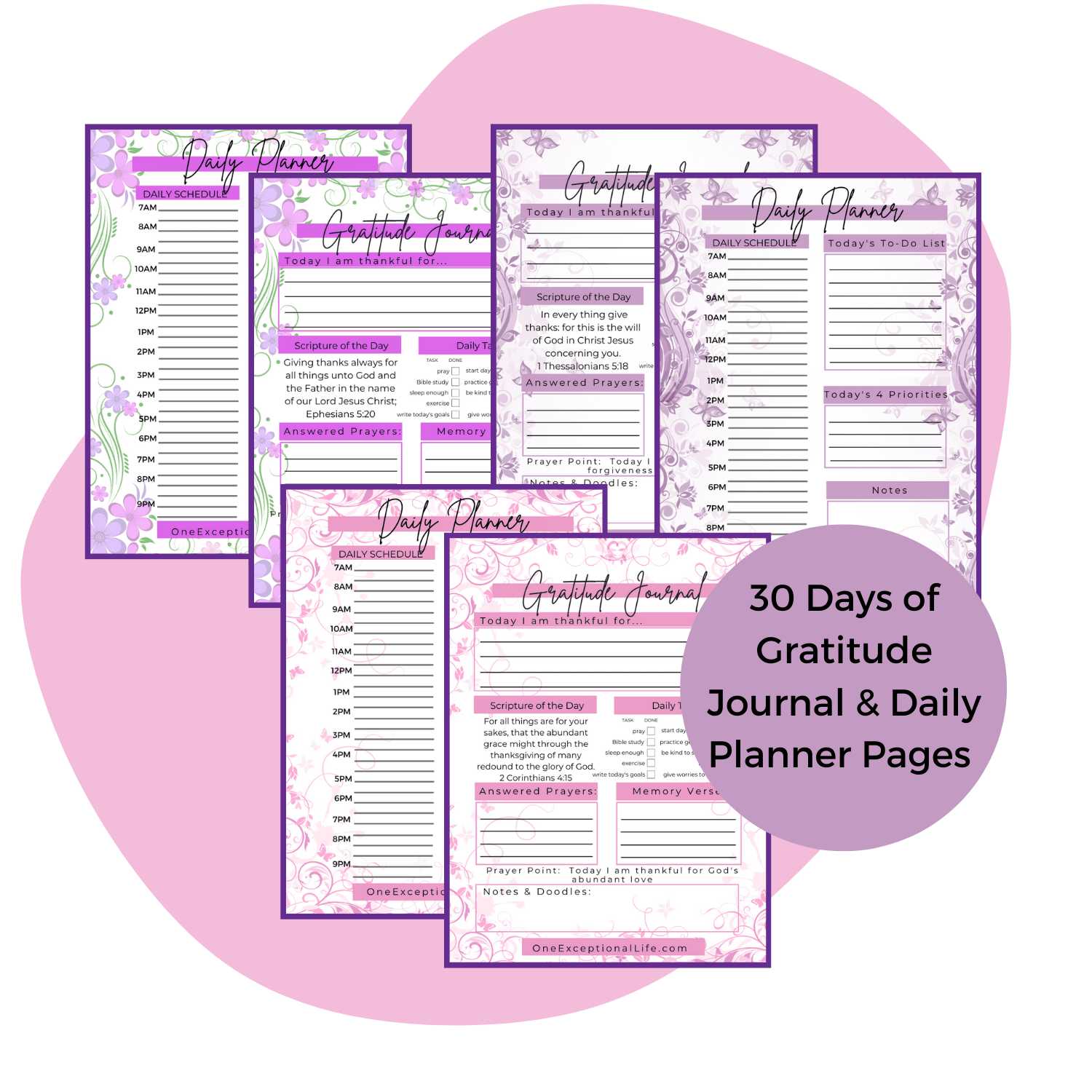 Cultivate a Grateful Heart - Gratitude Bundle mockup, gratitude journal, planner pages