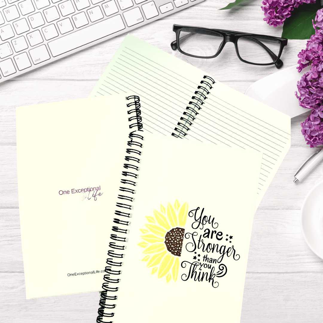Joyful Inspiration Journals mockup, stronger than you think, open journal, glasses