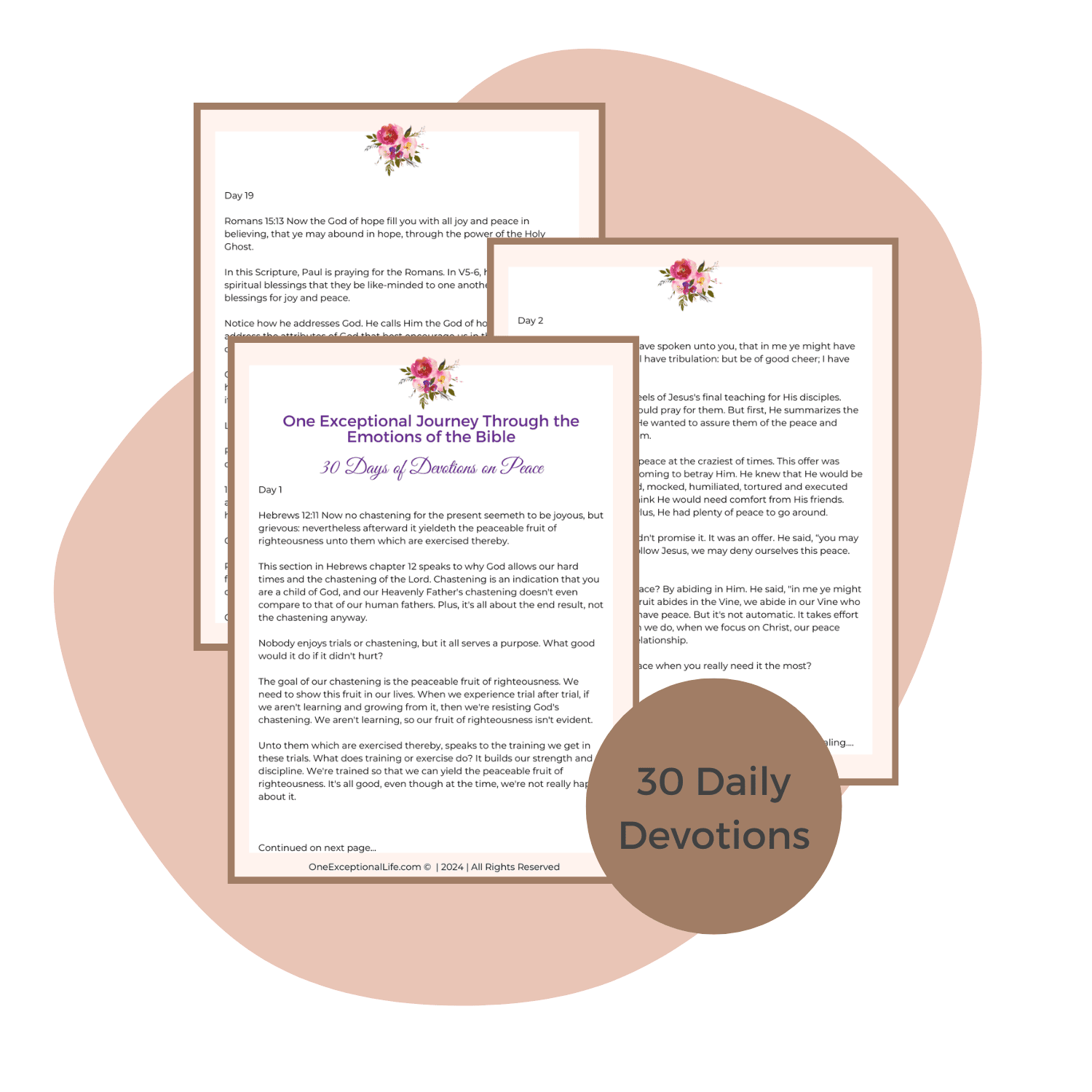 peaceful heart, embracing calm devotional pages mockups