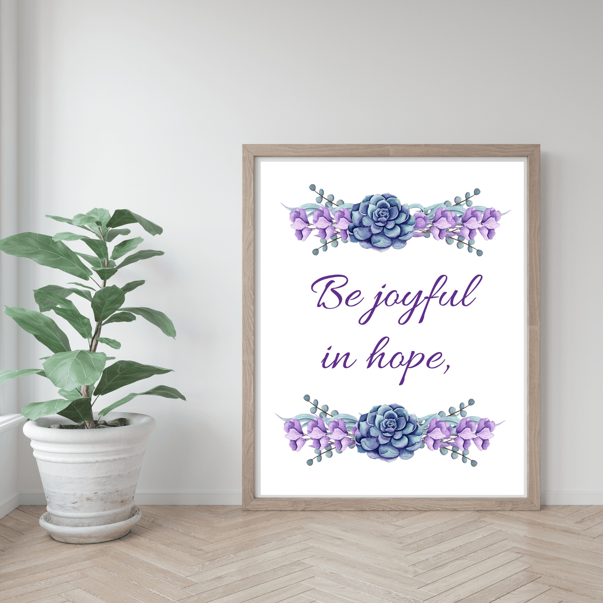 Be Joyful in Hope wall art mockup 