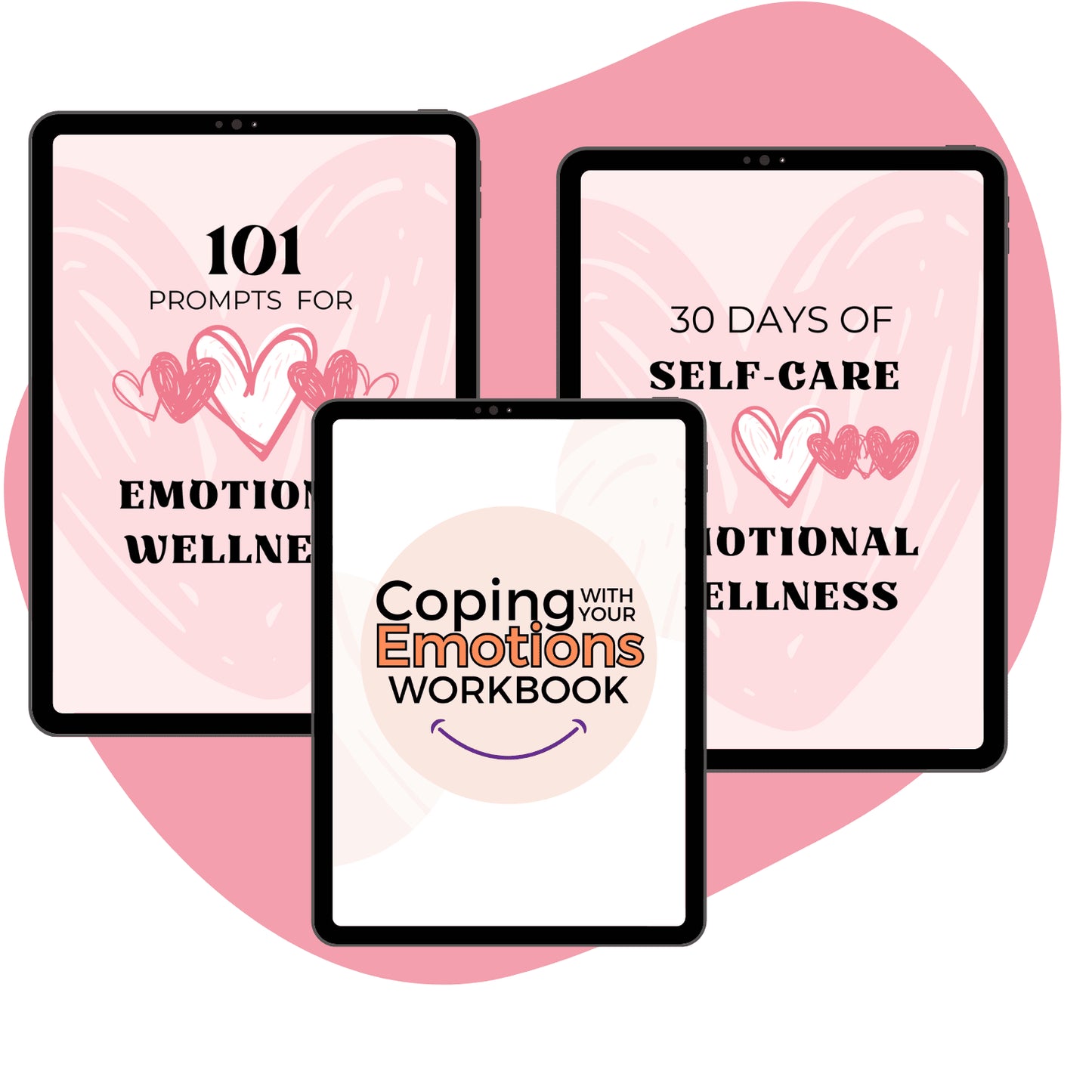 Emotional Wellness Activities for Women Pack trio mockup