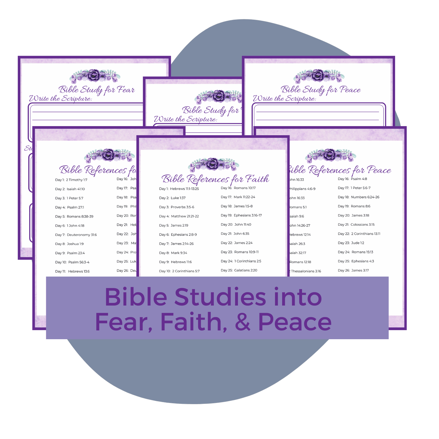 faith over fear toolbox mockup with bible studies, blue background