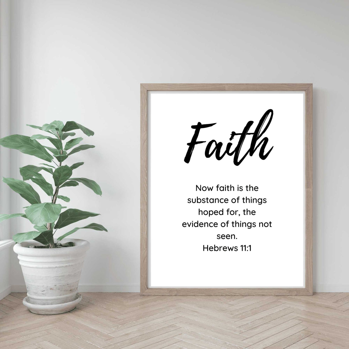 Faith Hope Love - Wall Art Trio mockup, plant in white planter