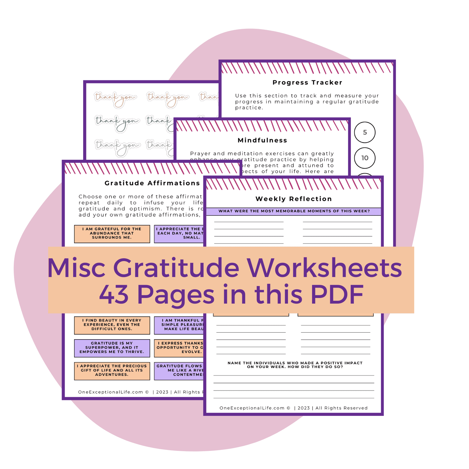 ultimate planner bundle mockup with gratitude worksheets